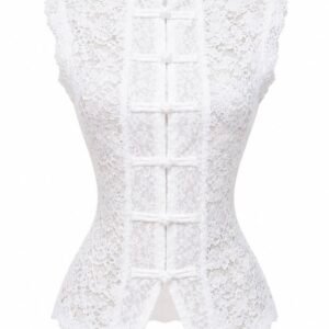 Floral Lace Mandarin Collar Corset Top