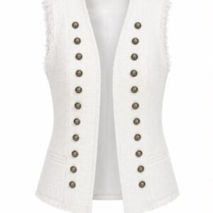 Frayed Tweed Military Vest