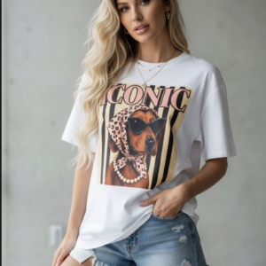 White "Iconic" Dog Graphic Tee