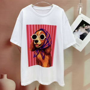 White "Stylish Dog" Graphic Tee