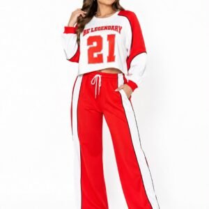 Red & White "Be Legendary 21" Tracksuit Set