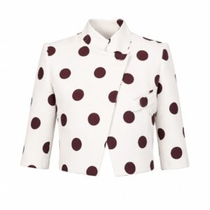 Cream & Dark Brown Polka Dot Cropped Jacket